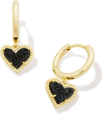 Kendra Scott Womens Ari Heart Huggie Earrings In Platinum Drusy