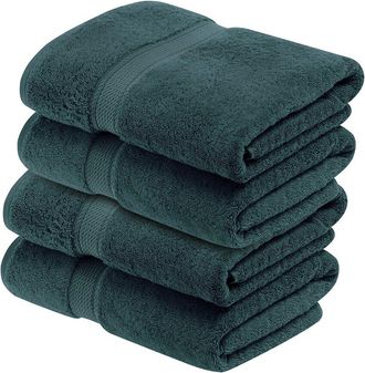 Superior Set Of 4 Egyptian Cotton Plush Heavyweight Absorbent Luxury Soft Bath Towels