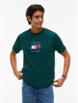 Tommy Hilfiger Mens 1985 Flag Logo T-Shirt - Ornamental Green - XXL