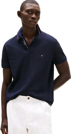 Tommy Hilfiger Mens Short Sleeve Casual Polo Shirts in Regular Fit, Available in Big and Tall, Desert Sky, XL