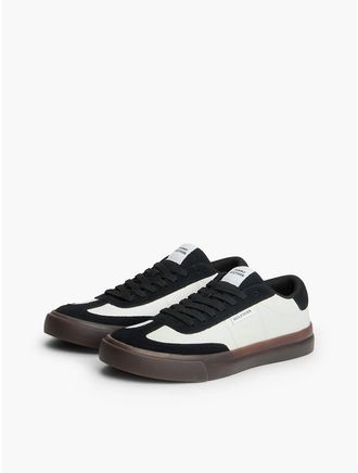 Tommy Hilfiger Mens Suede & Leather Vulcanized Sneaker - Ecru/Black - US 11.5 / EU 45