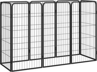 vidaXL Jaula Perros 8 Paneles Acero Recubierto Polvo Negro 50x100 Cm Vidaxl