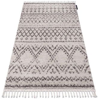 RugsX Rugsx - Carpet berber rabat G0526 cream / brown Fringe Berber Moroccan shaggy beige 120x170 cm