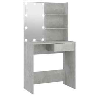 Berkfield Home Dressing Table with LED Concrete Grey 74.5x40x141 cm