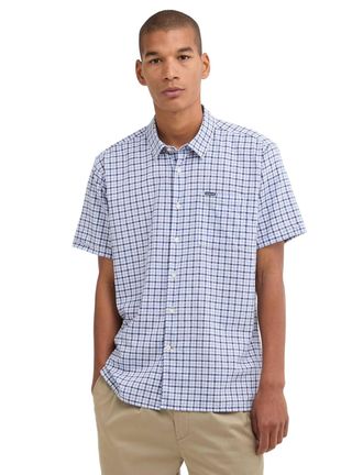Barbour Blauw geruit overhemd Barbour met borstzak