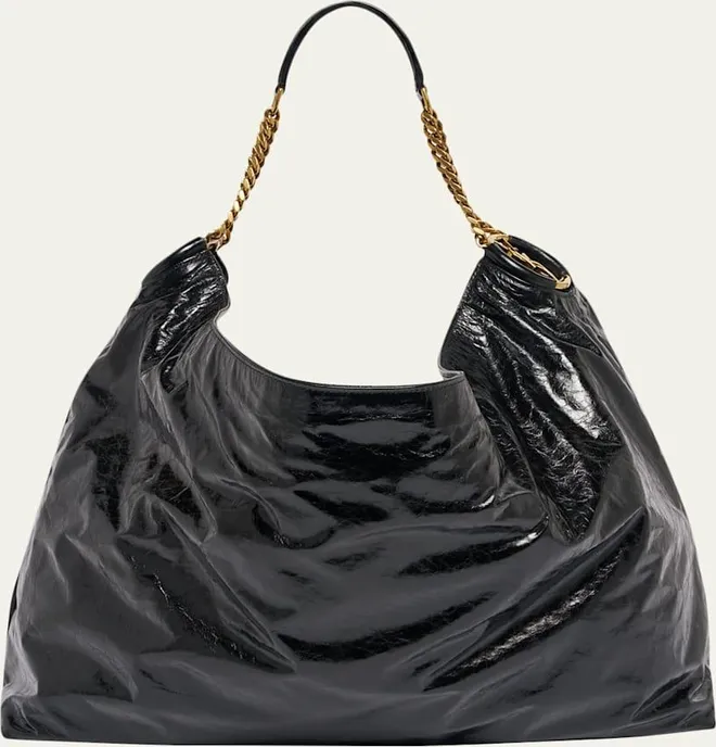 Cassandre Hobo Bag in Crinkled Patent Leather