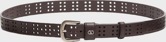 Valentino Garavani Men & apos;s Mini VLogo Signature Belt in Perforated Leather
