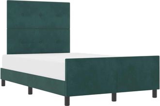 vidaXL Bed Frame with Headboard Dark green 120 x 190 cm Velvet Vidaxl