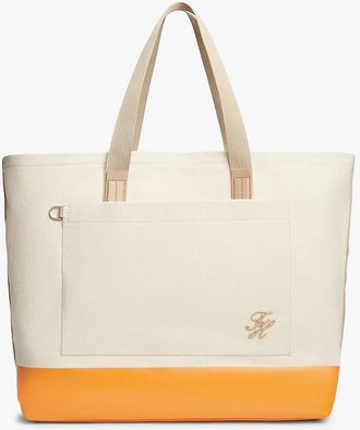 Tommy Hilfiger Mens Colorblock Canvas Tote Bag - Beige