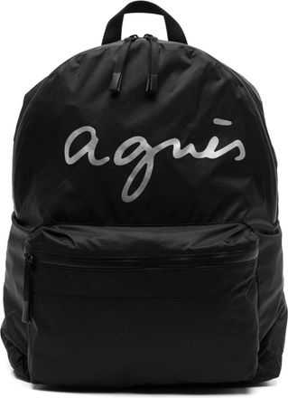 agnès b. logo-printed backpack - unisex - Nylon/Polyester - One Size - Black