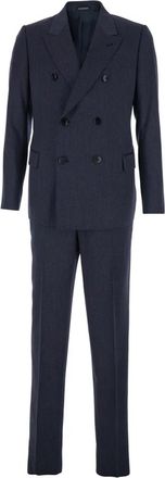 Emporio Armani Doppio petto + Pantalone Regular - Heren - Business pakken - Blauw - L - Wol - Kostuums