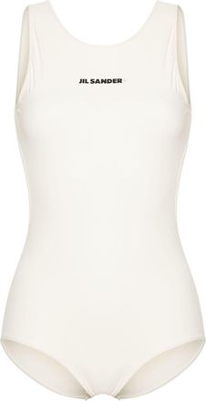 Jil Sander logo-print swimsuit - women - Elastane/Elastane/Polyamide/Polyamide - S - Neutrals