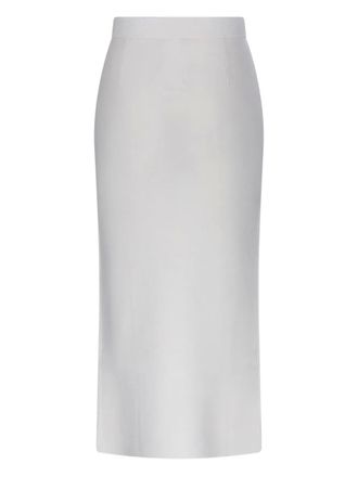 Max Mara ribbed wrap-effect midi skirt - women - Cashmere/Virgin Wool - L - White