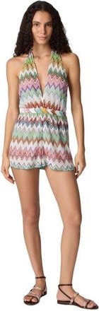 Missoni Short Jumpsuit In Lam&eacute; Viscose With Macro Zigzag Pattern in White & Multicoloured at Nordstrom, Size 38 It