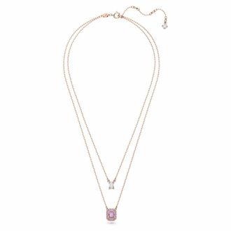 Swarovski Millenia Gelaagde Ketting Octagon Geslepen - Dames - Kettingen - Roze - ONE Size - Accessoires