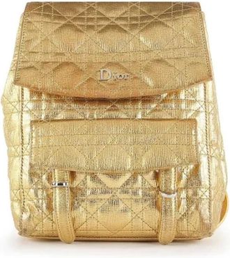 Dior Pre-owned Backpacks, female, Yellow, Size: ONE SIZE Pre-owned Leather Backpack