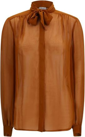 Lardini Creponne Blouse - Dames - Blouses & Shirts - Bruin - Maat: S Viscose