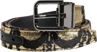 Dolce & Gabbana Multicolor Jacquard Leren Metalen Gesp Riem - Heren - Riemen - Veelkleurig - ONE Size - Leer - Accessoires