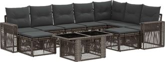 vidaXL Conjunto De Sof&aacute;s De Jard&iacute;n 10 Uds. Gris Y Gris Oscuro Vidaxl