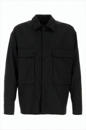 Herno Boxy Cropped Black Nylon Jacket With Classic Collar