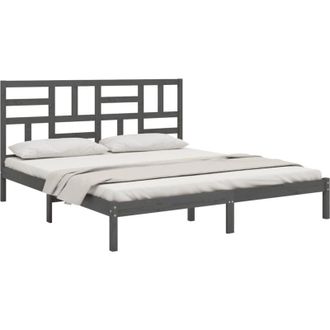 vidaXL Bed Frame without Mattress Grey Solid Wood 200x200 cm Vidaxl