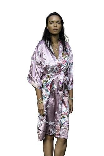 Robe De Chambre En Satin Ivoire Avec Dentelle Et Perles - Taille XL, Soyeuse Et Brillante