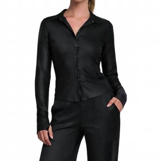 Heroine Sport Thea Performance Satin Shirt In Black