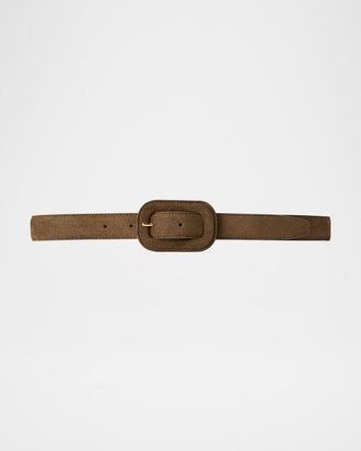 Toteme Wide Buckle Suede Belt