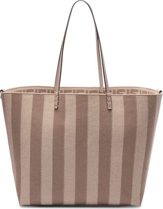 Fendi Pequin Striped And Ff Fabric Roll Large Reversible Shopper Bags