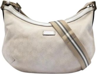 Gucci Pre-owned Shoulder Bags, female, Beige, Size: ONE SIZE Pre-owned Canvas Crossbody Bag