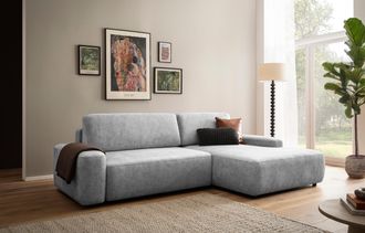HOME AFFAIRE Ecksofa »TORGE (264cm), Schlafsofa in Cord, Samtvelours o Struktur fein, L-Form« Schlaffunktion, Bettkasten, Liegefläche: 125/210 cm
