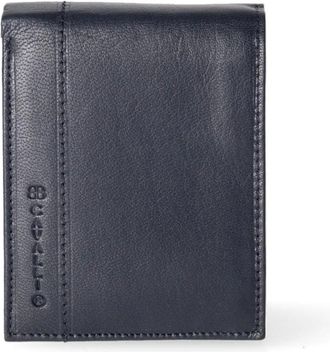 Cavalli Leren portemonnee - Heren - Accessoires - Blauw - Maat: ONE Size Zijde