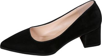 Generic Women Elegant Chunky Heel Pointed Toe High Heels Comfortable Stylish for Any Occasion Versatile Evening Shoes for Women Perfect for and Party, black, 