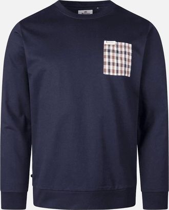 Aquascutum Mens Cotton Pocket Check Navy Sweatshirt - Size: 44