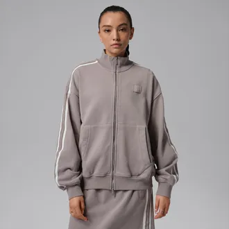 Nike Jordan Womens Jordan Flight Fleece French Terry Full-Zip Jacket in Grey | IF1027-016