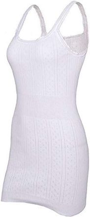 Palm Lights British Made Ladies/Womens 100% Cotton French Neck Vest with Waist Panel [Size Small 8-10, White]