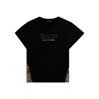Freddy T-shirt Manica Corta con Inserti Animalier e Dettagli in Borchie