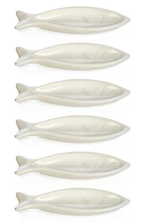 Zodax Coral Beach Ceramic Set of 6 Fish Bowls in White at Nordstrom Rack