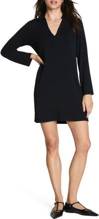 Spanx Long Sleeve Sleek Jersey Mini Shirtdress in Classic Black at Nordstrom, Size X-Small