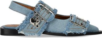 Ganni BALLERINA SLINGBACK CON FIBBIE FADED DENIM GANNI