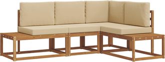 vidaXL 4 Uds. Conjunto De Sof&aacute;s De Exterior Natural Y Beige Vidaxl
