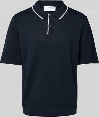 Selected Poloshirt aus Baumwoll-Leinen-Mix Modell MATTIS in Marine, Größe XXL