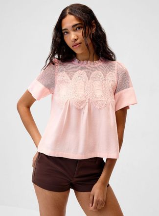 Twik Womens Lace and mesh babydoll T-shirt
