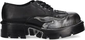 New Rock Schoenen met plateauzool en vlammendetail - Zwart