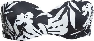 Roxy Bandeau-Bikini-Top ROXY ROXY Love The Beach Vibe, Damen, Gr. M, Cup B, schwarz-weiss (anthrazit surf trippin bico s), Obermaterial: 74% Nylon, 26% Ela