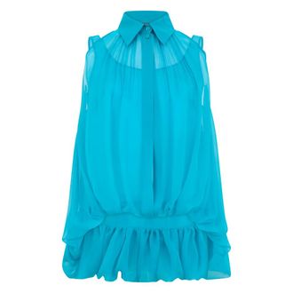 Alberta Ferretti Shirt with gathered hem - female - Alberta Ferretti - Sleeveless Tops - Blue - S - Tops