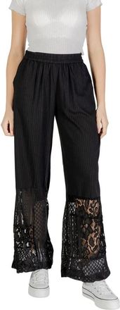 Ichi Ichi, Broeken, Dames, Zwart, XS, Katoen, Zwarte Katoenen Palazzo Broek