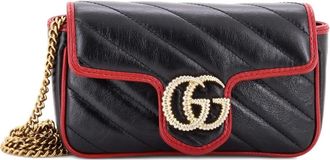 Gucci GG Marmont Flap Bag Diagonal Quilted Leather Super Mini crossbody bag - Zwart