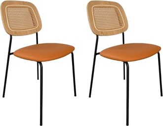 Mathi Design Conjunto de 2 sillas de polipiel naranja