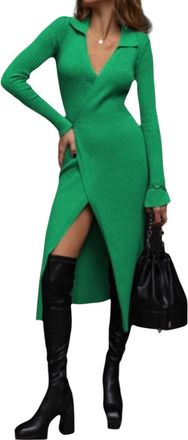Loulou Studio Bey Knit Wrap Dress In Green